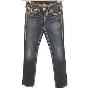 True Religion Straight Leg Jeans Womens 25 Medium Wash Y2K TRW5699 USA Western